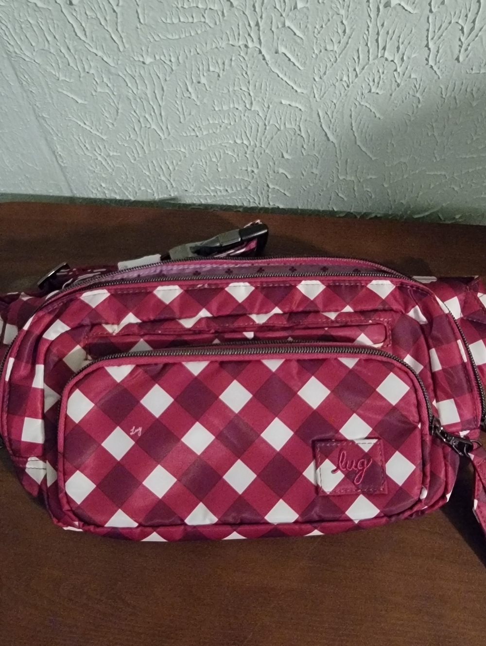 Lug Hitch Quilted Belt Bag in Gingham Berry NWOT